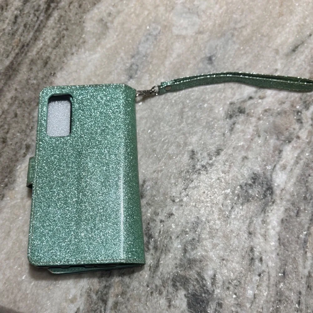 Varikke Samsung S20 FE Case Mint Green‎ Glitter Wallet Wristlet Folio Cover